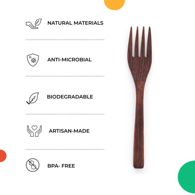 Buy Wooden Cutlery | Fork and Spoon | Artisan Made | Shop Verified Sustainable Cutlery Kit on Brown Living™