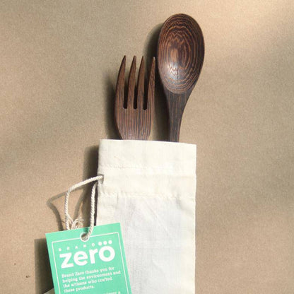 Wooden Cutlery | Fork and Spoon | Artisan Made | Verified Sustainable by Brown Living™