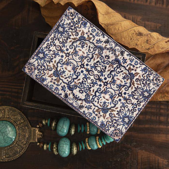 Buy Wooden Decorative Boxes | Multi Purpose Boxes | Blue Iris | Shop Verified Sustainable Baskets & Boxes on Brown Living™