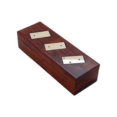 Handcrafted Wooden Domino Box with Dominoes - 8 Inch | Verified Sustainable by Brown Living™