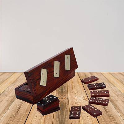 Handcrafted Wooden Domino Box with Dominoes - 8 Inch | Verified Sustainable by Brown Living™