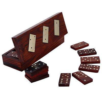 Handcrafted Wooden Domino Box with Dominoes - 8 Inch | Verified Sustainable by Brown Living™