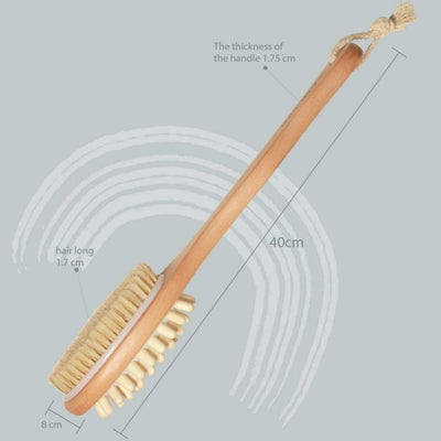 Wooden Double Sided Body Brush with Massager and Long Handle – Bath Accessories on Brown Living™. SKU: 192 - 13189 - woodenbathingbrush. Img 2.