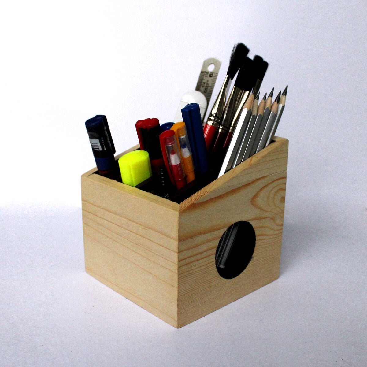 Wooden Drawing Table/Desktop/Tabletop Organizer - Pen Stand | Verified Sustainable by Brown Living™