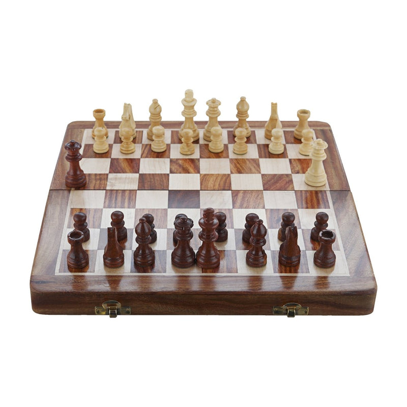 Buy Wooden Handcrafted Foldable Magnetic Chess Board Set | 10x10 Inches (Brown) | Shop Verified Sustainable Learning & Educational Toys on Brown Living™