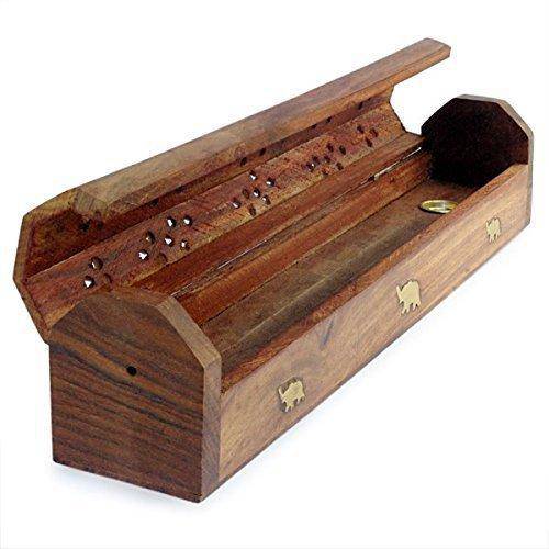 Wooden Incense Joss Sticks Storage Box with Built in Ash Catcher | Verified Sustainable by Brown Living™