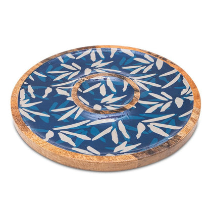 Wooden Indigo Round Chip and Dip Platter | Verified Sustainable by Brown Living™