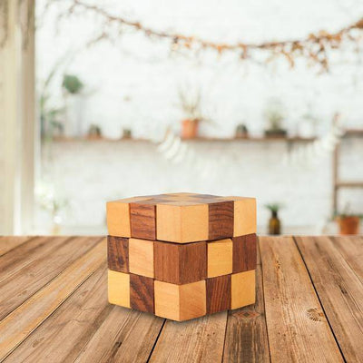 Wooden IQ Teaser Puzzle | Adult Snake Cube (2.5x2.5x2.5 - inch) – Learning & Educational Toys on Brown Living™. SKU: 1028392. Img 1.