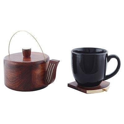 Buy Wooden Kettle Shape Drink Coasters Set of 6 for Tumblers and Water Glasses - MADE IN INDIA | Shop Verified Sustainable Products on Brown Living