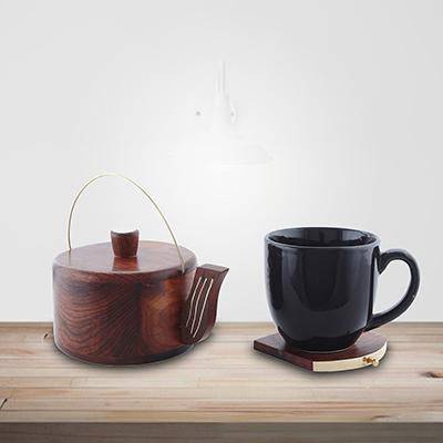 Buy Wooden Kettle Shape Drink Coasters Set of 6 for Tumblers and Water Glasses - MADE IN INDIA | Shop Verified Sustainable Products on Brown Living