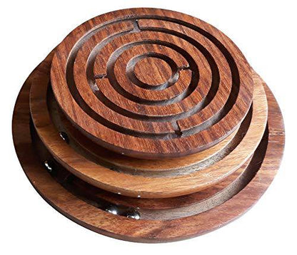 Wooden Labyrinth Board Game Ball in Maze Puzzle Goli Game | Verified Sustainable by Brown Living™