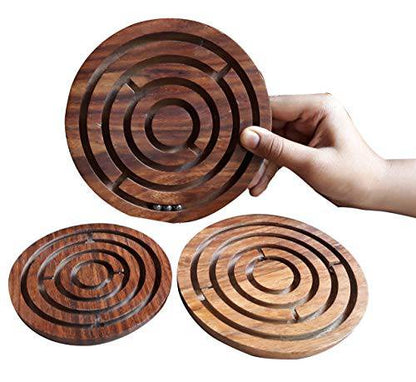 Wooden Labyrinth Board Game Ball in Maze Puzzle Goli Game | Verified Sustainable by Brown Living™