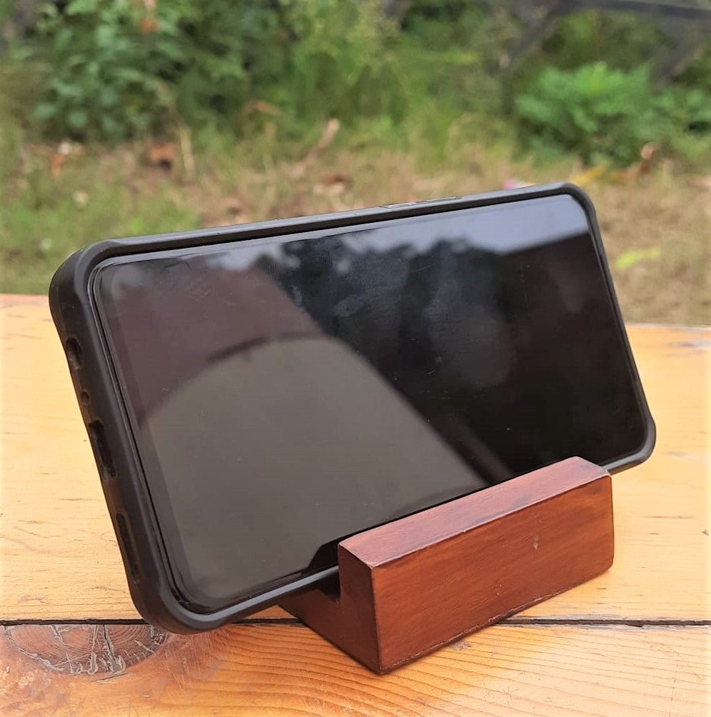 Wooden mobile holder for all age groups | 3X3X3.5 inches | Verified Sustainable by Brown Living™