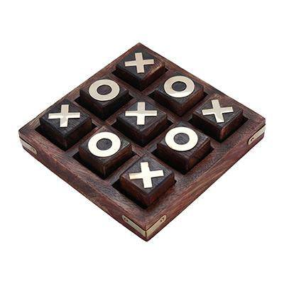 Wooden Noughts and Crosses | TIK Tak Toe Pedagogical Board - Dark Finish | Verified Sustainable by Brown Living™