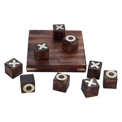 Wooden Noughts and Crosses | TIK Tak Toe Pedagogical Board - Dark Finish | Verified Sustainable by Brown Living™