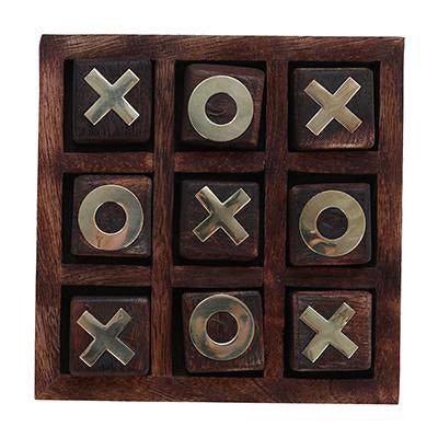 Wooden Noughts and Crosses | TIK Tak Toe Pedagogical Board - Dark Finish | Verified Sustainable by Brown Living™