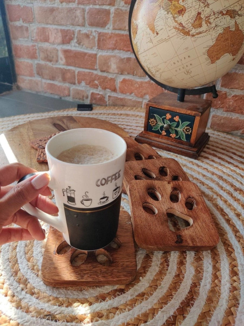 Buy Wooden Paw Coasters - Set of 4 | Shop Verified Sustainable Table Essentials on Brown Living™
