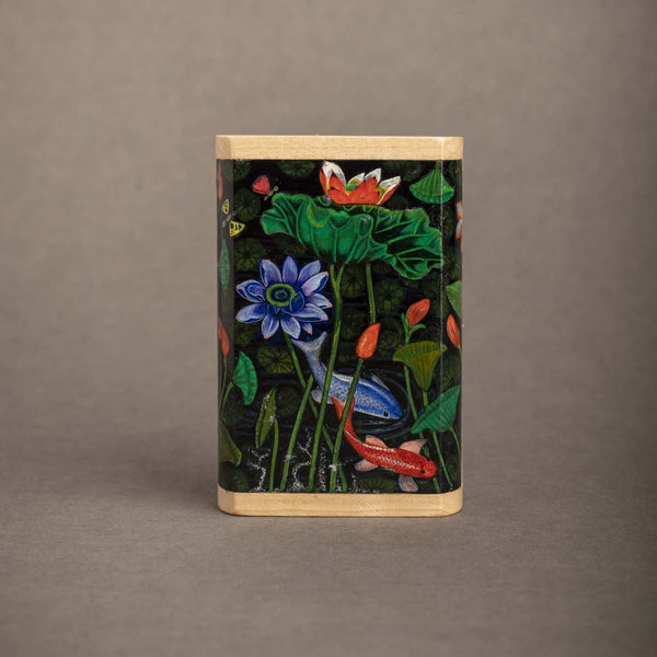 Buy Wooden Pen Drive And Box Set With Hand Painted Koi Fish In Water | Shop Verified Sustainable Products on Brown Living