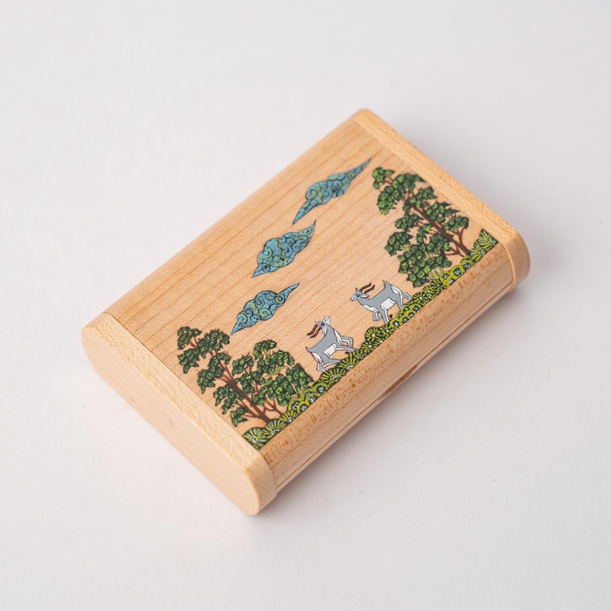 Wooden Pen Drive Box Set with Hand Painted Miniature Art – Tech Accessories on Brown Living™. SKU: PN13036. Img 1.