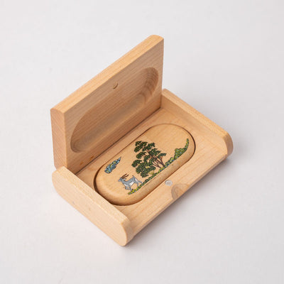 Wooden Pen Drive Box Set with Hand Painted Miniature Art – Tech Accessories on Brown Living™. SKU: PN13036. Img 2.
