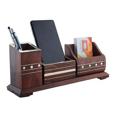 Wooden Handmade Desk Organizer for Home & Office| Storage Organiser | Verified Sustainable by Brown Living™