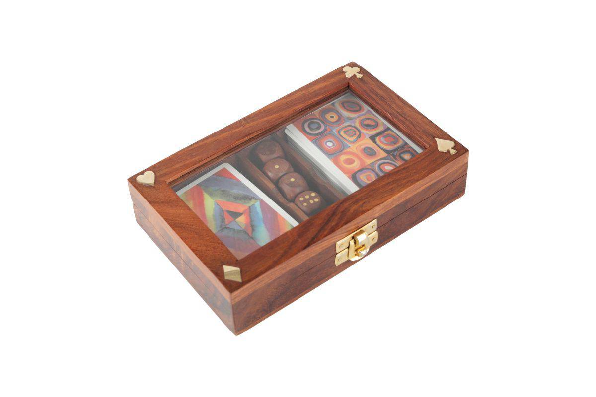 Playing Cards - Set of 2 in Handmade Wooden Storage Box | Verified Sustainable by Brown Living™