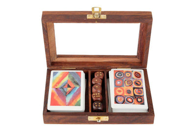 Playing Cards - Set of 2 in Handmade Wooden Storage Box – Card Games on Brown Living™. SKU: 1124. Img 4.
