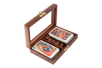 Playing Cards - Set of 2 in Handmade Wooden Storage Box – Card Games on Brown Living™. SKU: 1124. Img 2.