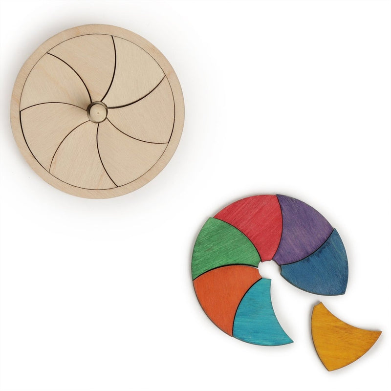Buy Wooden Rainbow Puzzle DIY Spinning Top ( 16 pieces) | Shop Verified Sustainable Learning & Educational Toys on Brown Living™