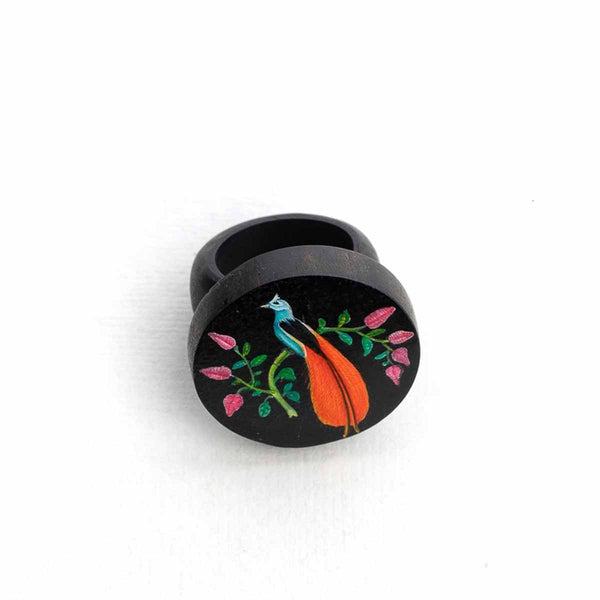 Buy Wooden Ring with Hand Painted Birds of Paradise | Shop Verified Sustainable Products on Brown Living