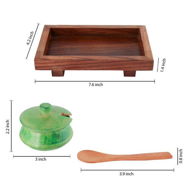 Buy Wooden Serving Trays Jars with Tray & Spoon | Mukhwas Set | Shop Verified Sustainable Products on Brown Living