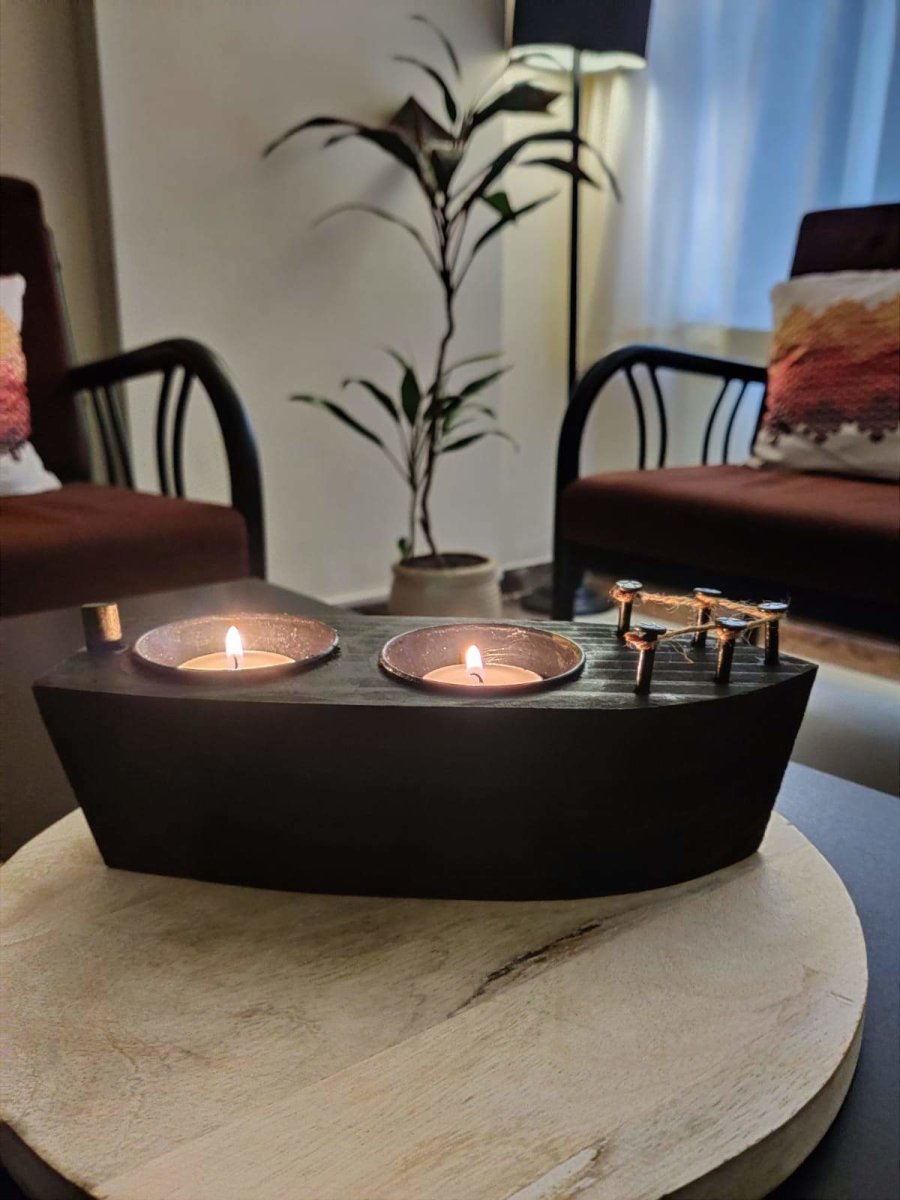 Wooden Ship - Tea Light Candle Holder | Verified Sustainable by Brown Living™