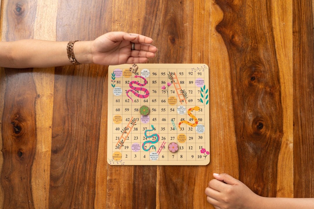 Wooden Snakes & Ladders Game | Verified Sustainable by Brown Living™