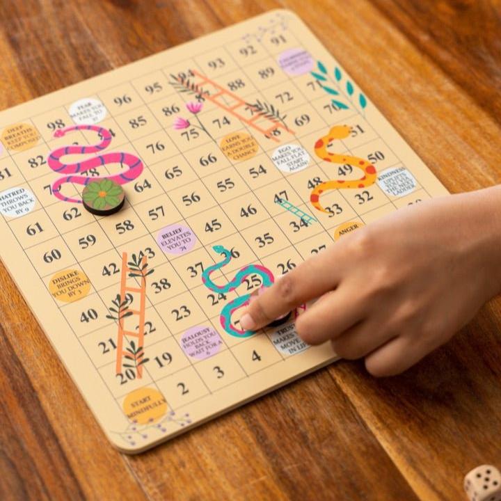 Wooden Snakes & Ladders Game | Verified Sustainable by Brown Living™