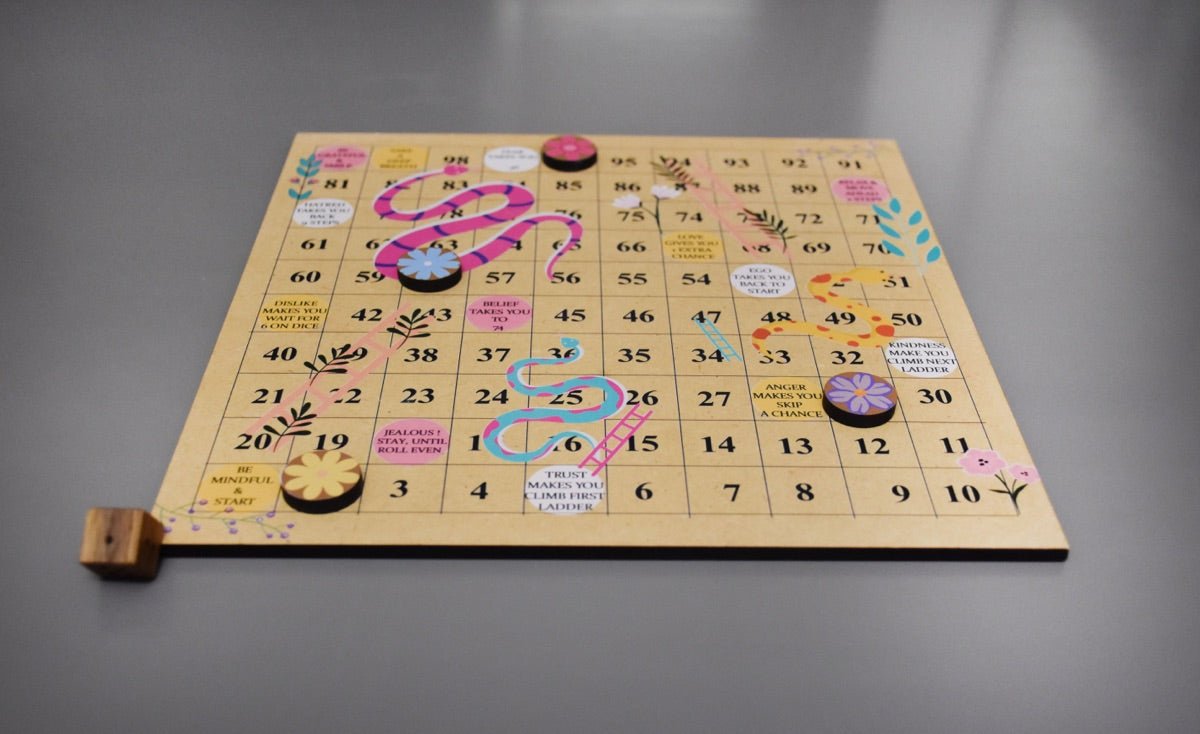 Wooden Snakes & Ladders Game | Verified Sustainable by Brown Living™