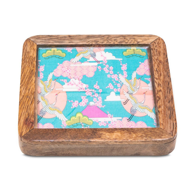 Buy Wooden Square Coasters with Blue Bird Design Set of 2 | Shop Verified Sustainable Table Essentials on Brown Living™