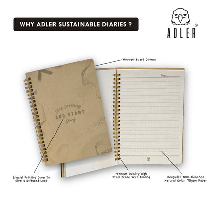 Wooden Sustainable Recycled Diary 1 | A5 Size | 102 Pages | Verified Sustainable by Brown Living™