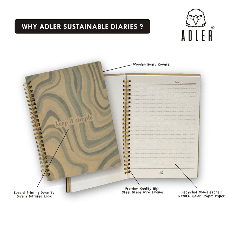 Wooden Sustainable Recycled Diary 3 | A5 Size | 102 Pages | Verified Sustainable by Brown Living™