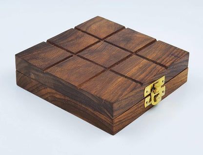 Wooden Tic Tac Toe & Solitaire Board Game | Travel Board Game | Verified Sustainable by Brown Living™