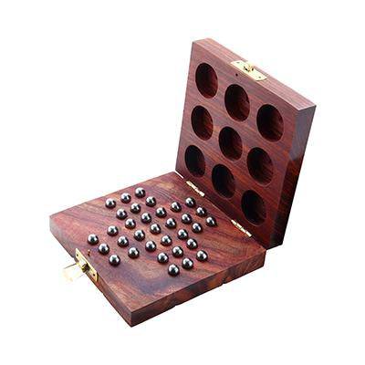 Wooden Tic Tac Toe & Solitaire Board Game | Travel Board Game | Verified Sustainable by Brown Living™