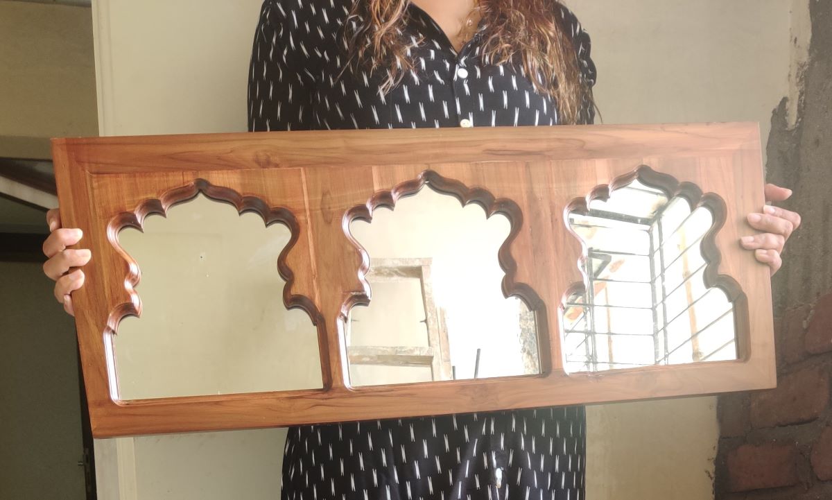 Wooden Vintage Jharokha Mirror | Medium | Verified Sustainable by Brown Living™
