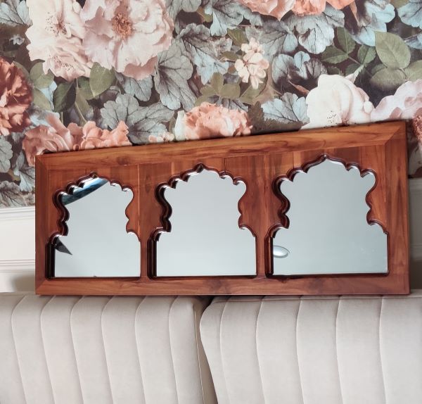 Buy Wooden Vintage Jharokha Mirror | Medium | Shop Verified Sustainable Wall Decor on Brown Living™