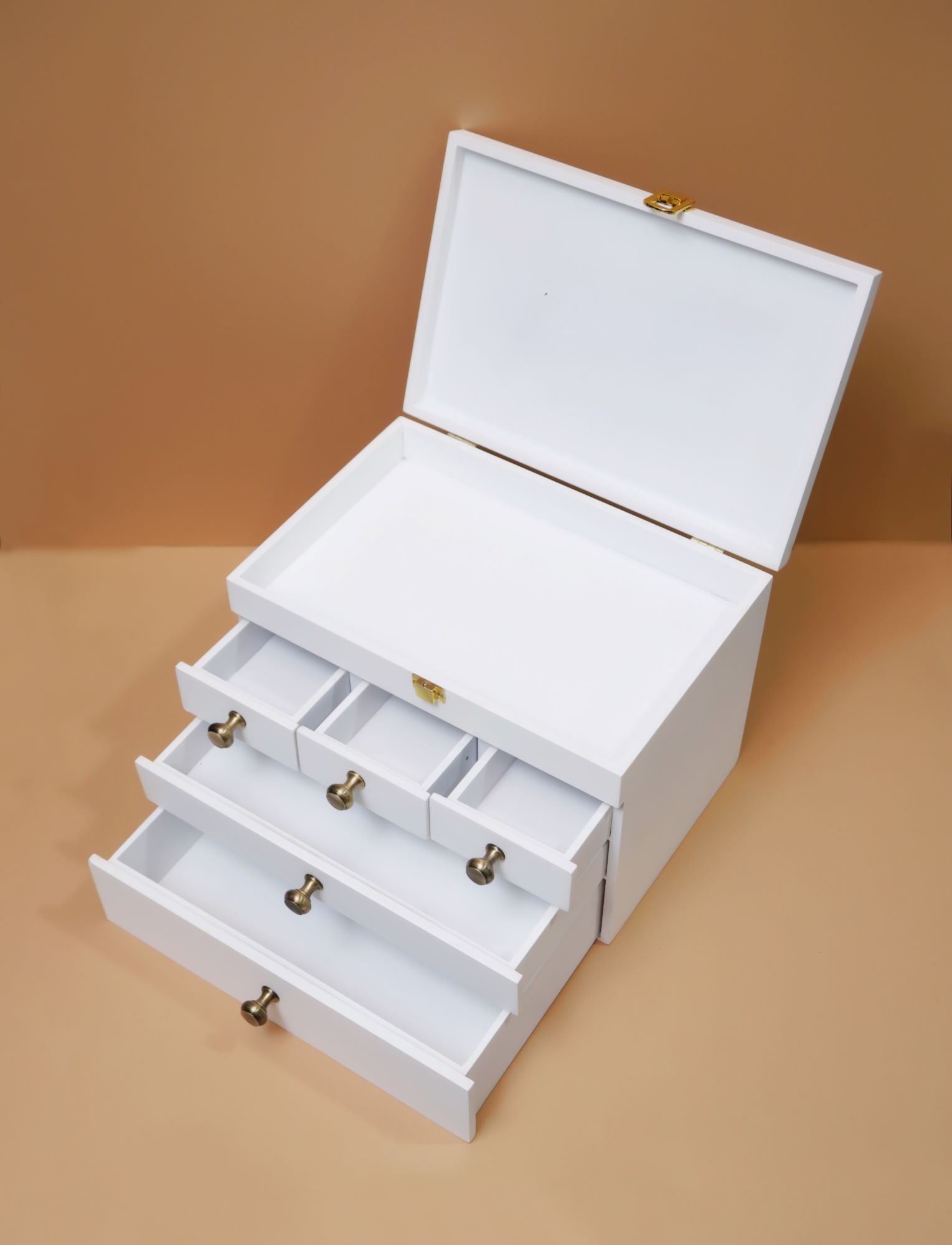 Wooden Vintage Makeup Organizer Drawer - White | Verified Sustainable by Brown Living™