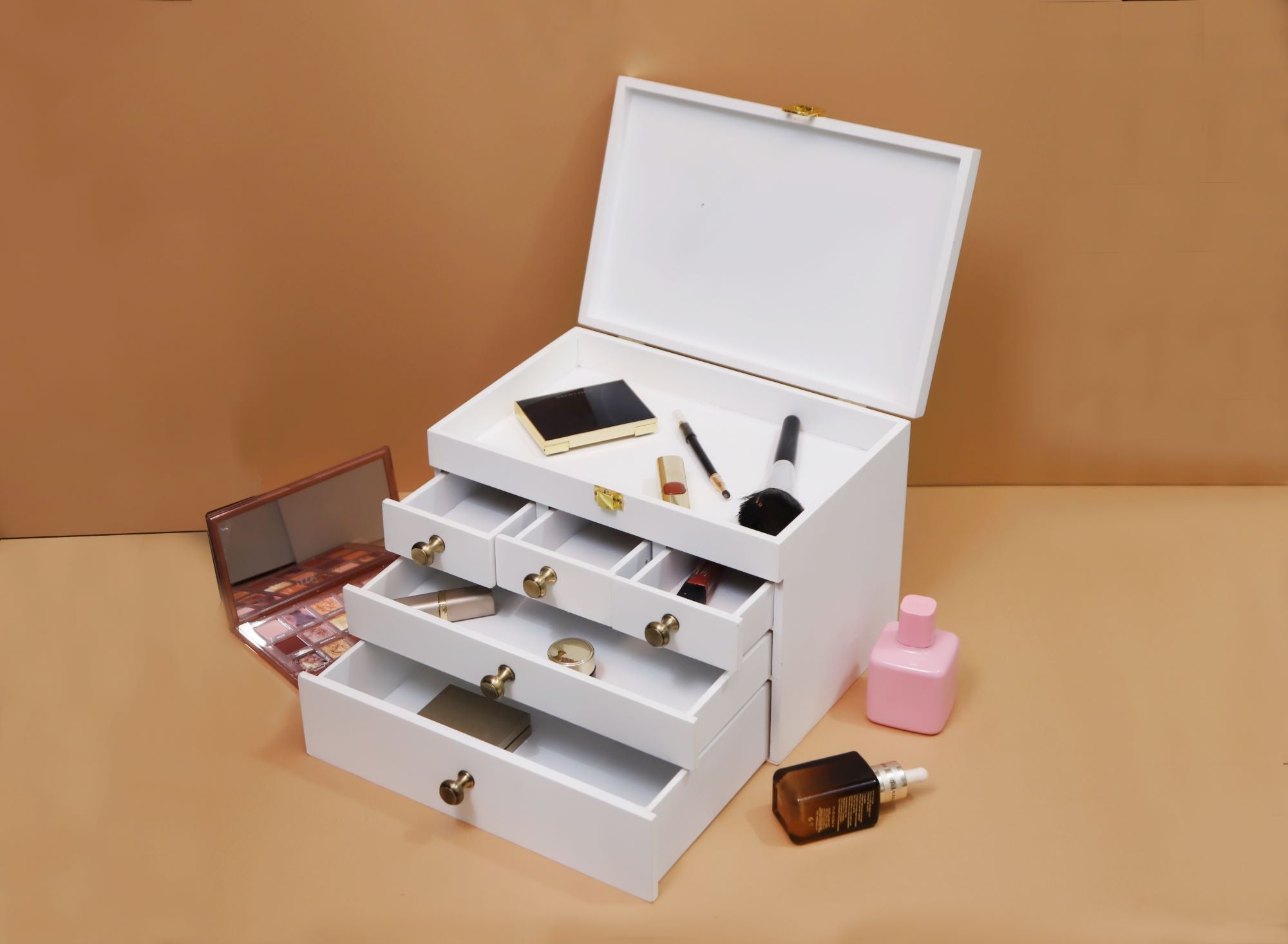 Wooden Vintage Makeup Organizer Drawer - White | Verified Sustainable by Brown Living™