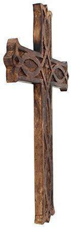 Antique Wooden Wall Hanging | French Cross Plaque - 18" x 12" | Verified Sustainable by Brown Living™