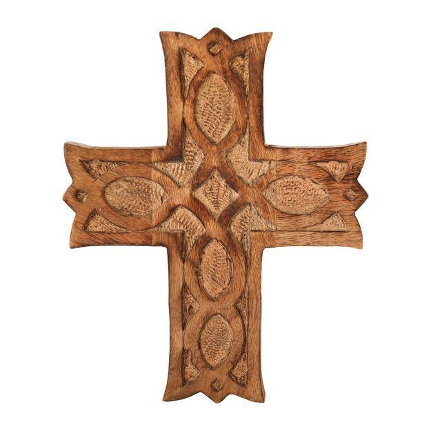 Wooden Wall Hanging French Cross Plaque with Antique Design | Verified Sustainable by Brown Living™