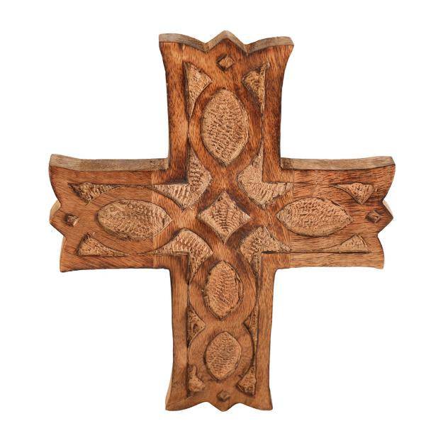 Buy Wooden Wall Hanging French Cross Plaque with Antique Design | Shop Verified Sustainable Products on Brown Living