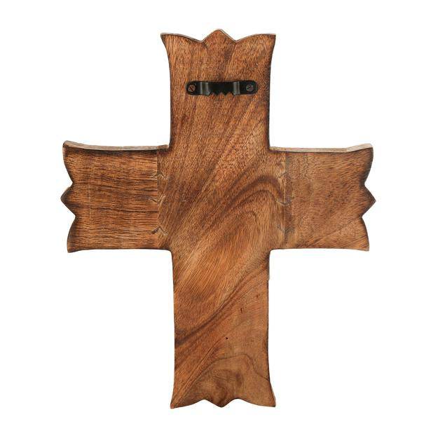 Wooden Wall Hanging French Cross Plaque with Antique Design | Verified Sustainable by Brown Living™