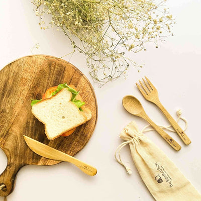 Work From Home Essentials Eco Friendly Gift | Bamboo Cutlery | Coconut Bowls | Cork Water Bottle – Gift Giving on Brown Living™. SKU: TBB - 75. Img 4.