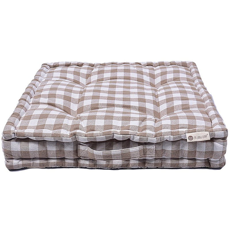 Buy Woven Bold Check Cotton Floor Cushion | Shop Verified Sustainable Pillow on Brown Living™